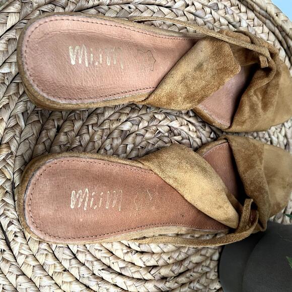 Miim Brown Genuine Leather Suede Square Toe Sandal Size 10 - Picture 10 of 10